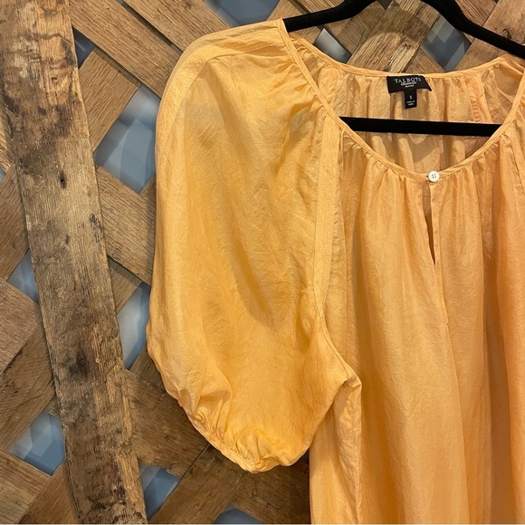 Talbots Petites 100% Silk Short Puffed Sleeve Blouse Size Small - Picture 2 of 10